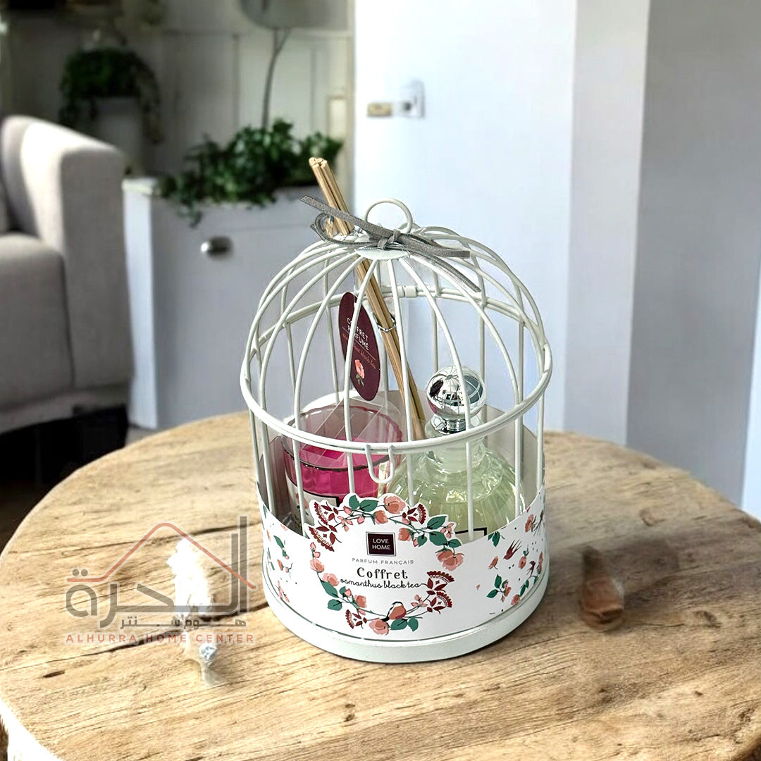طقم شمعة و عطر في قفص