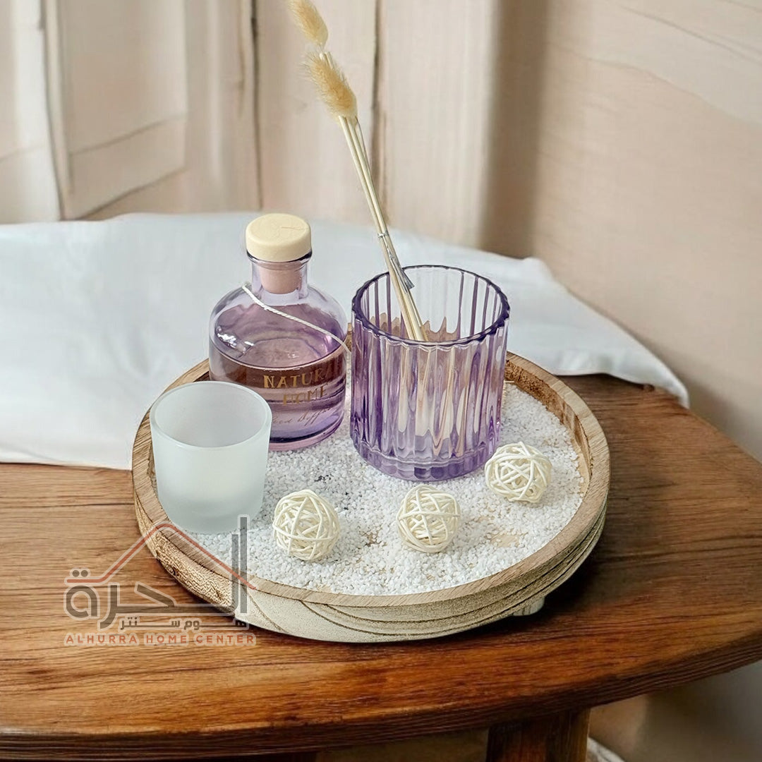 طقم شمعة و عطر مع خشب