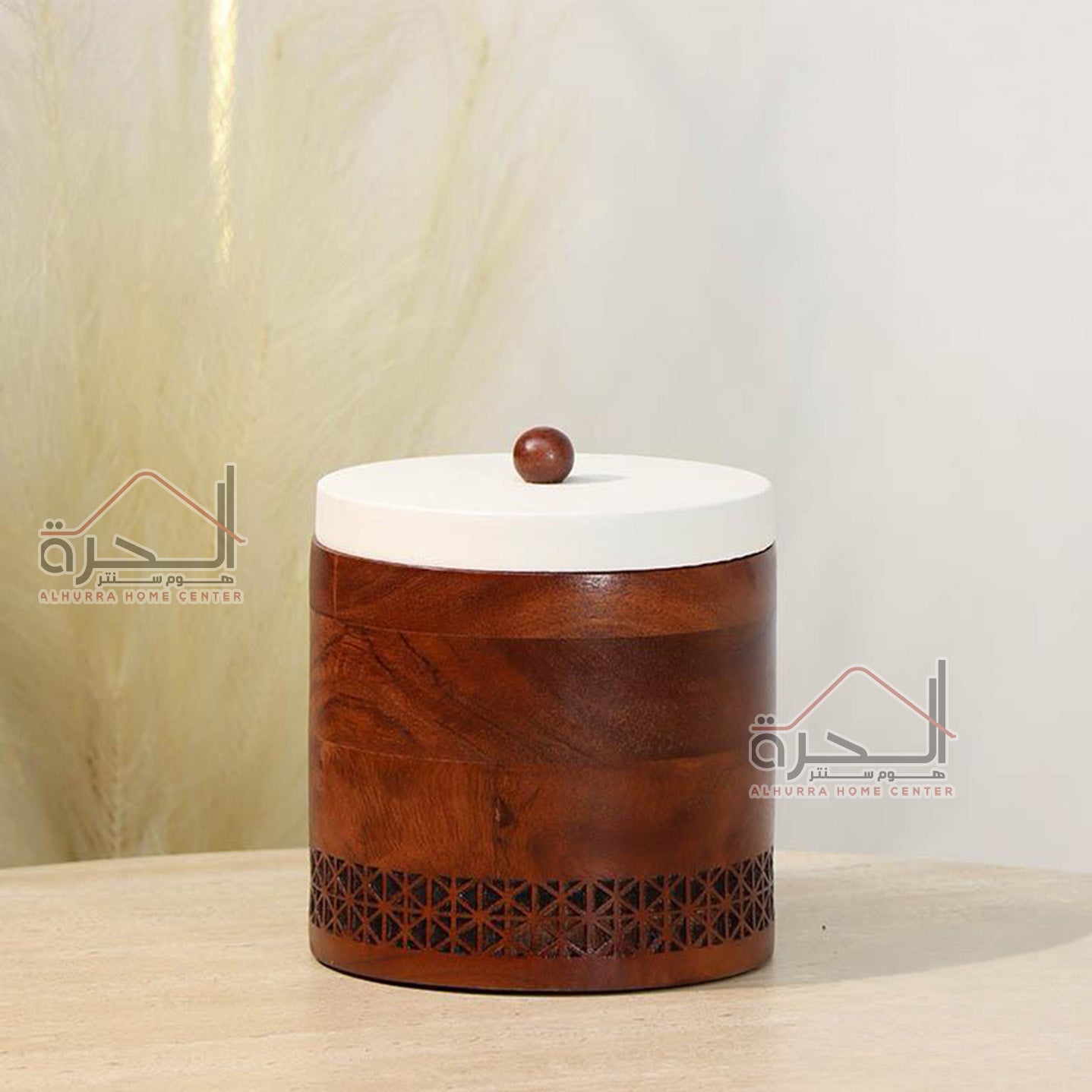 مضيفة حديد ابيض و خشب 16*15 سم