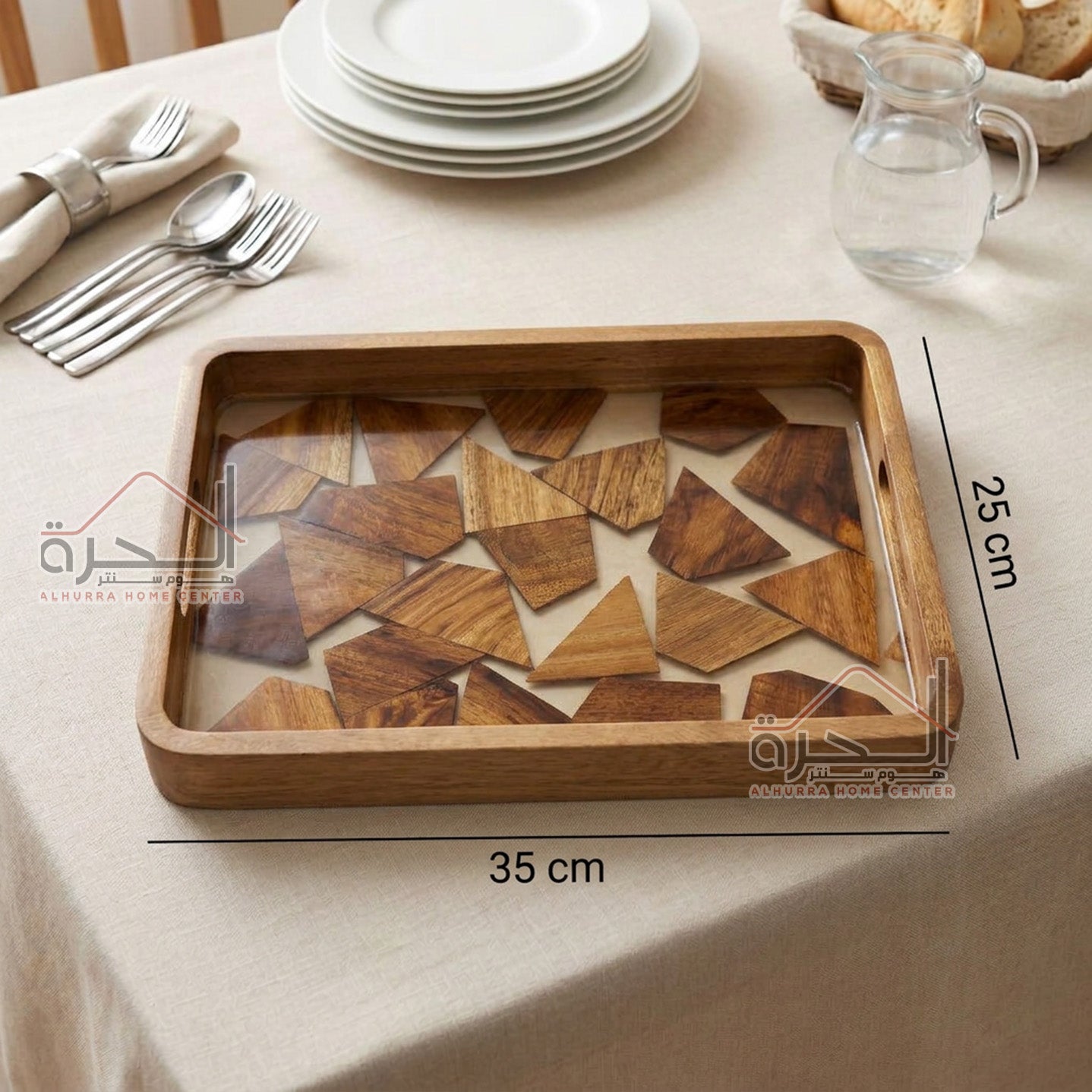 صنية تقديم خشب محفر 35*25 سم