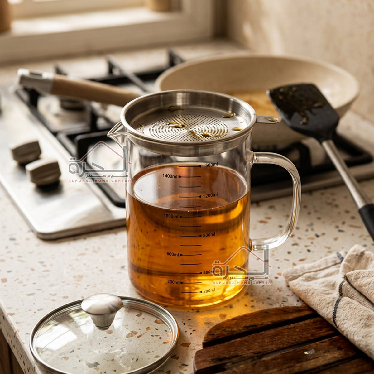 بريق ومصفاية زيت زجاج شفاف