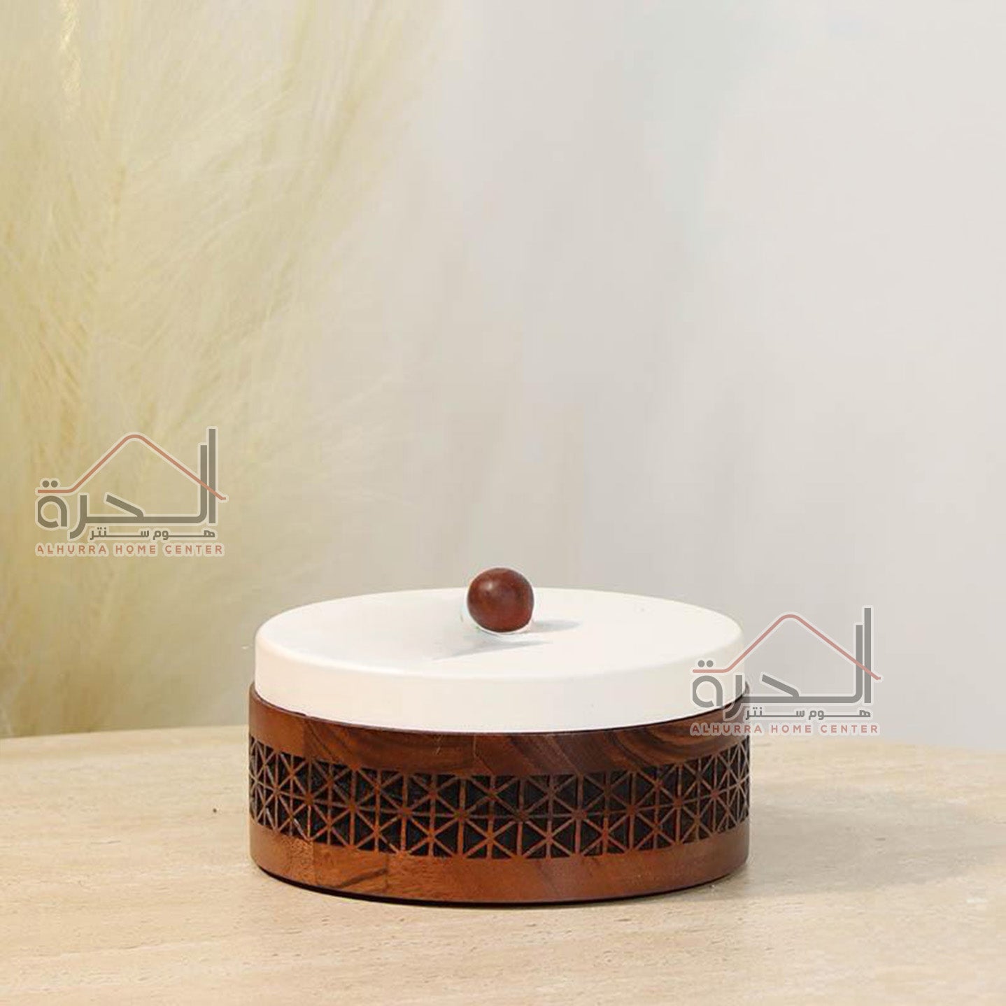 مضيفة حديد ابيض و خشب 15 سم