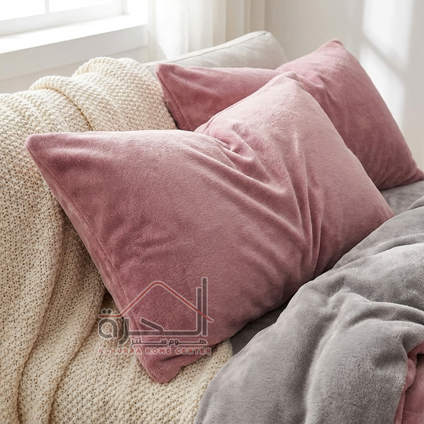 وجهين مخدات فرو ناعم شتوي