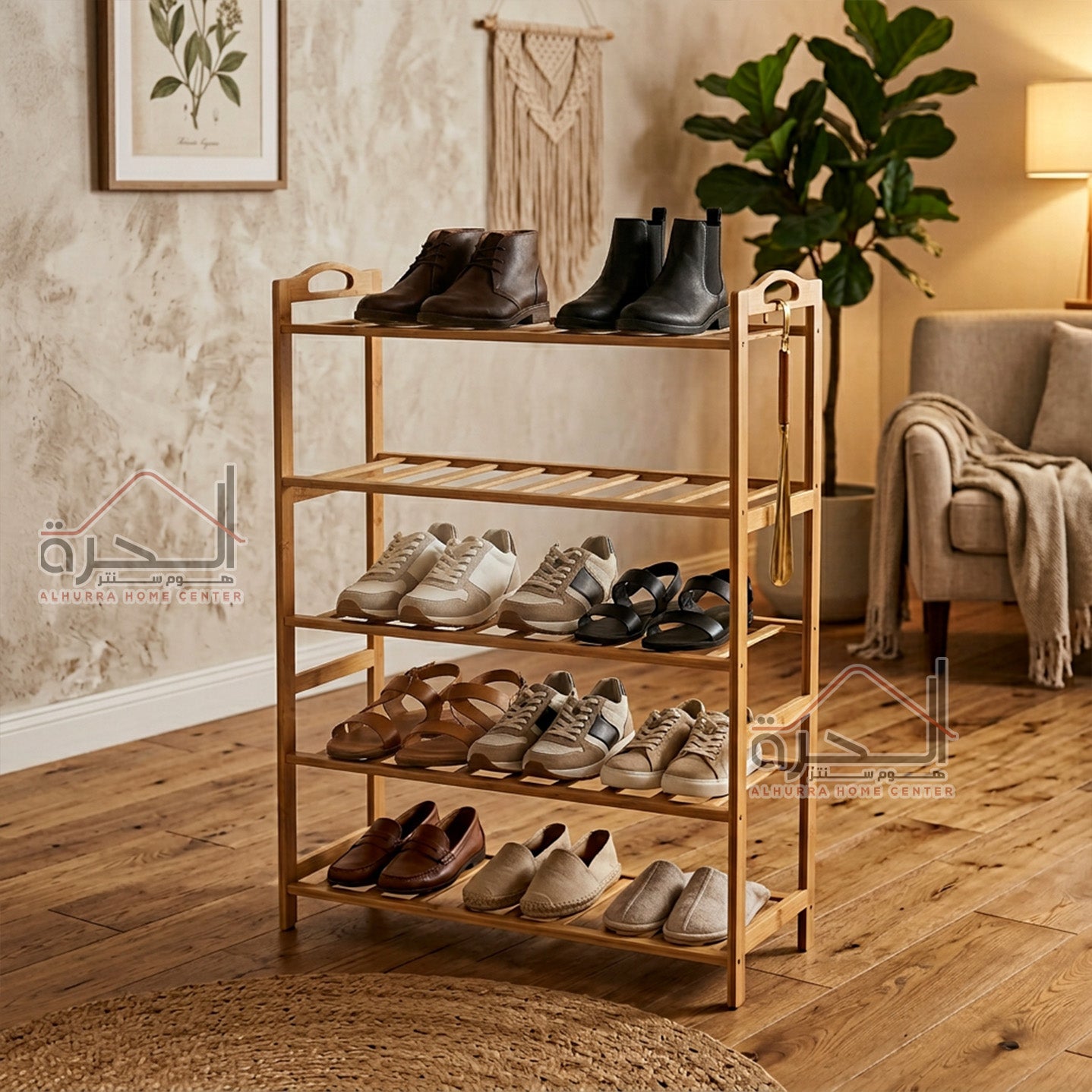 رف احذية 5 طبقات خشب