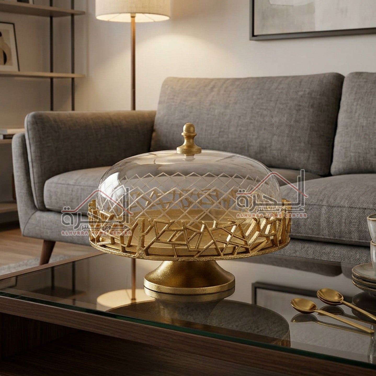 مضيفة نحاس و زجاج هندي 30*21 سم