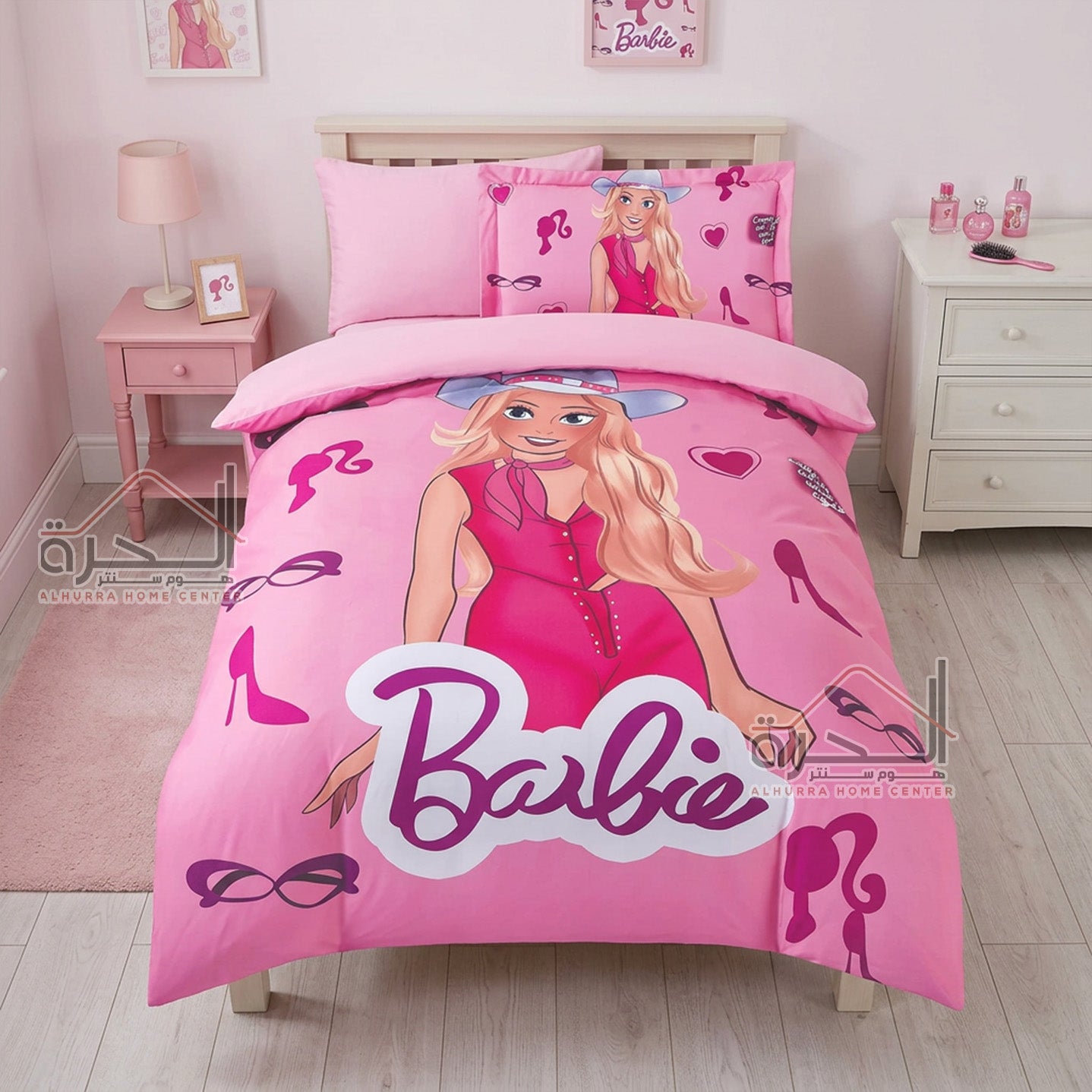 طقم لحاف مفردونصف 4 قطع رسومات Barbie