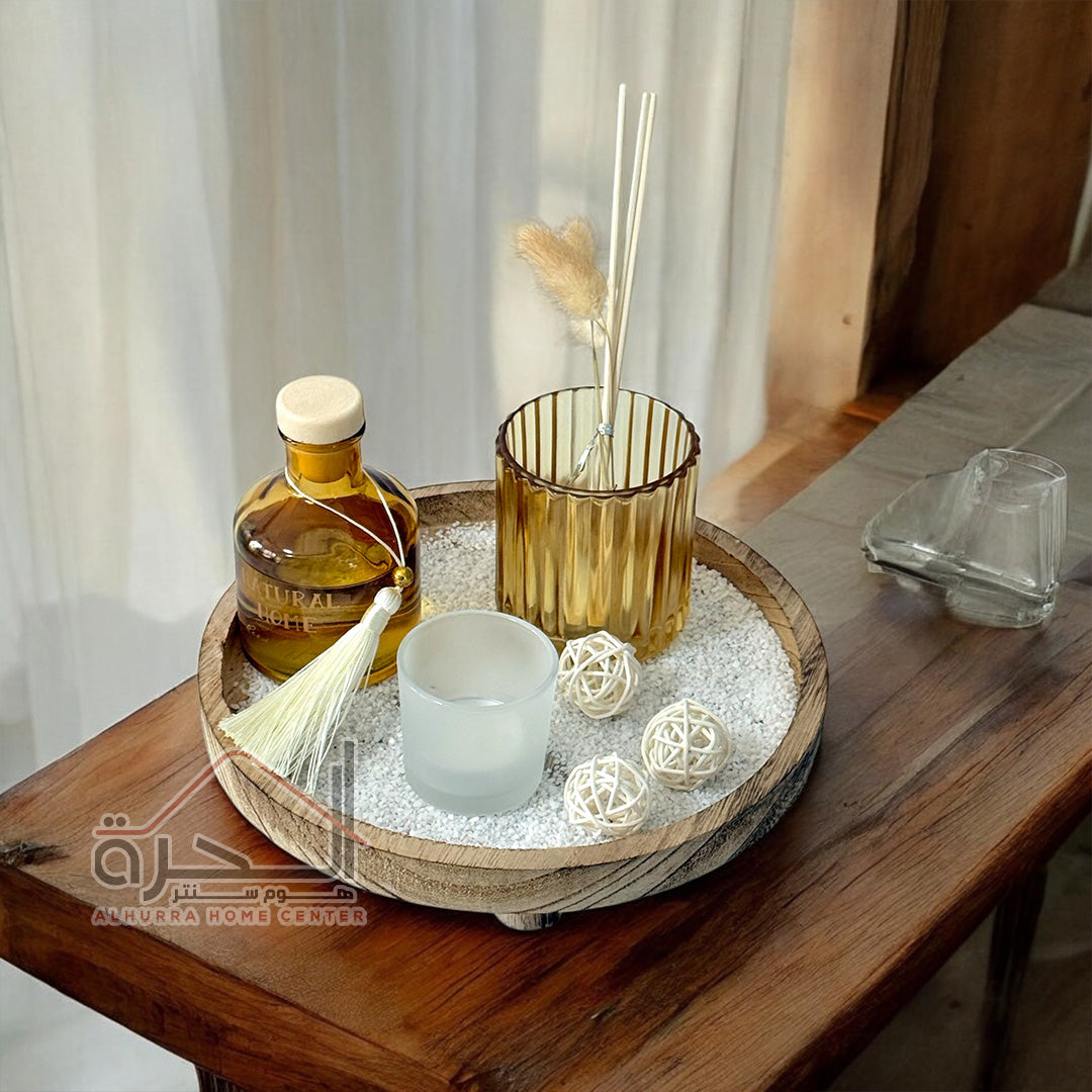 طقم شمعة و عطر مع خشب