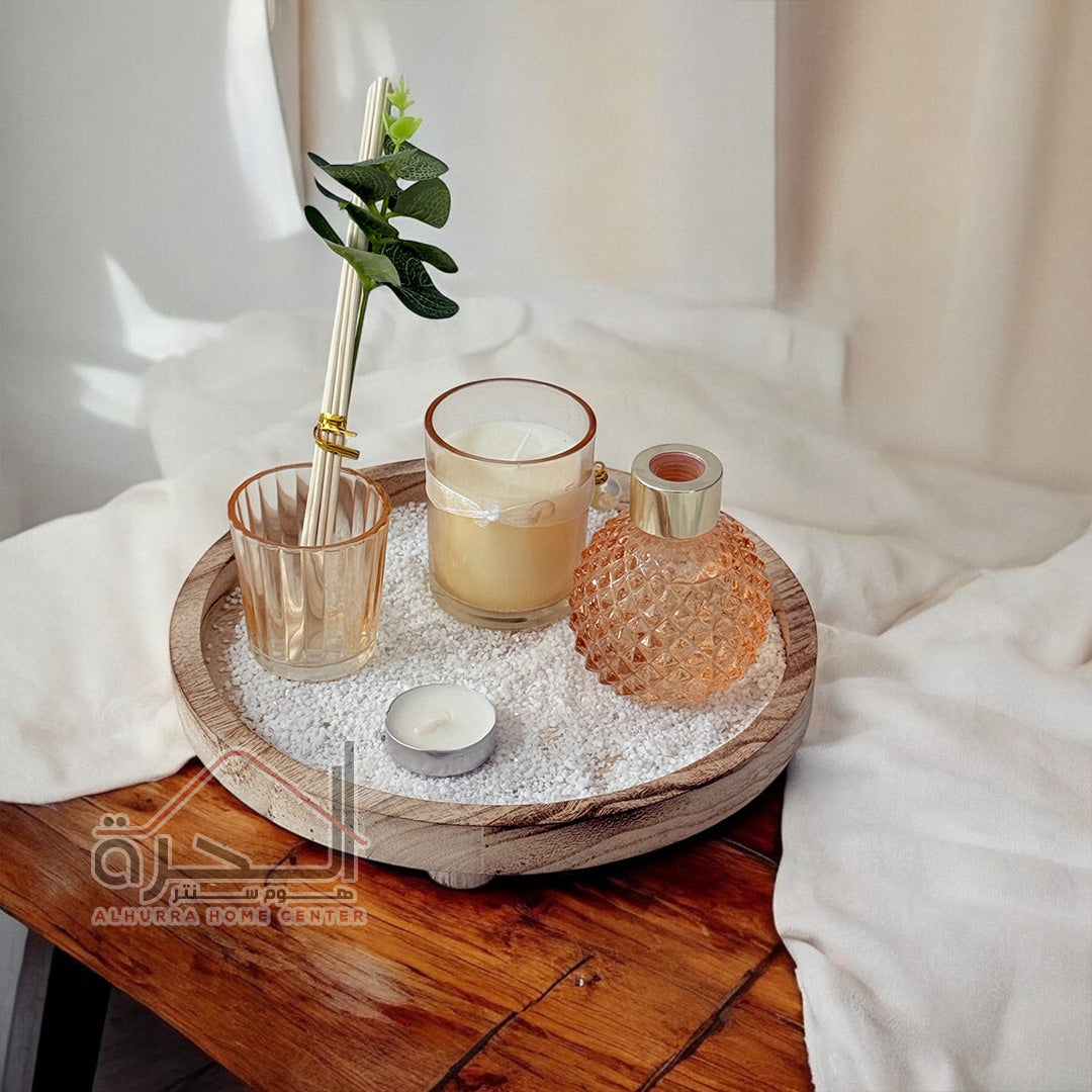 طقم شمعة و عطر مع خشب