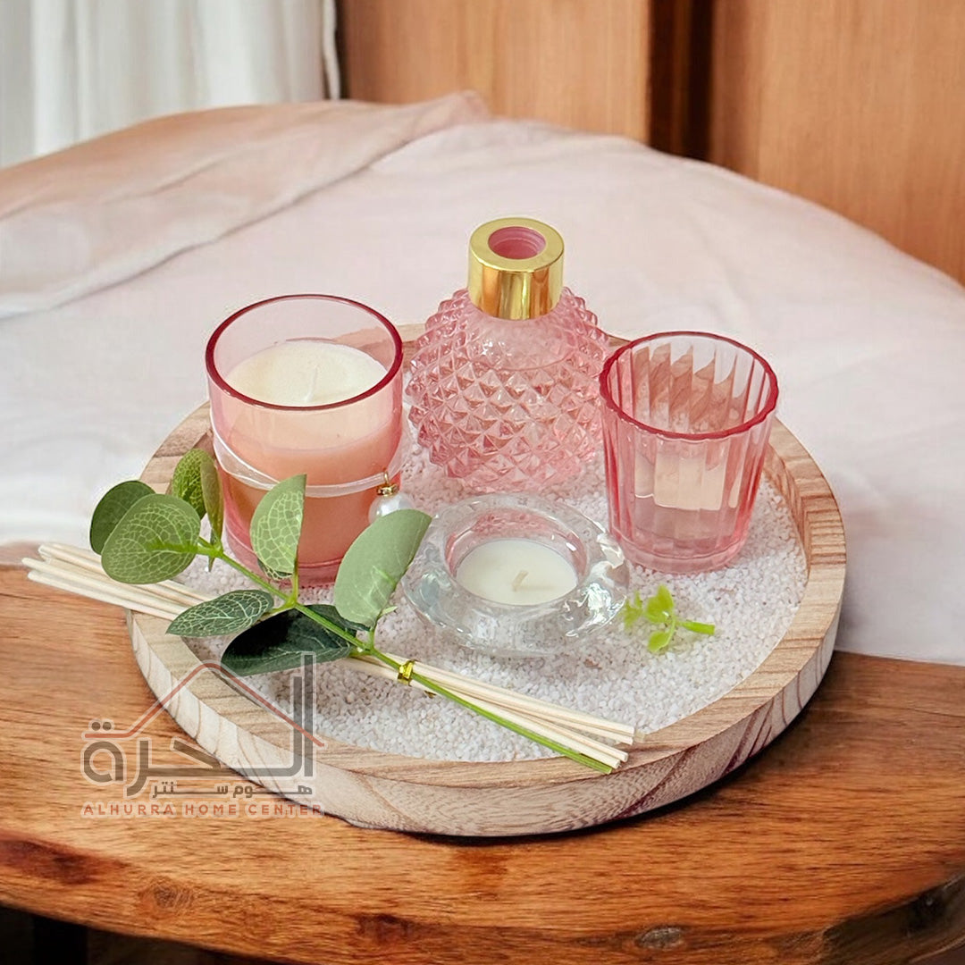 طقم شمعة و عطر مع خشب