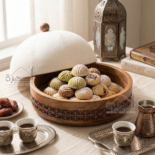 مضيفة حديد ابيض و خشب 28 سم