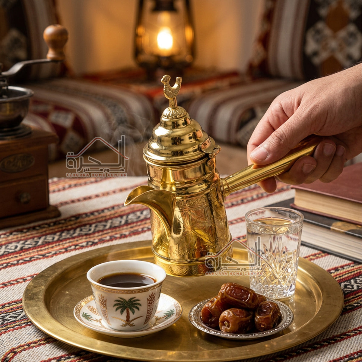بكرج قهوة نحاس ذهبي