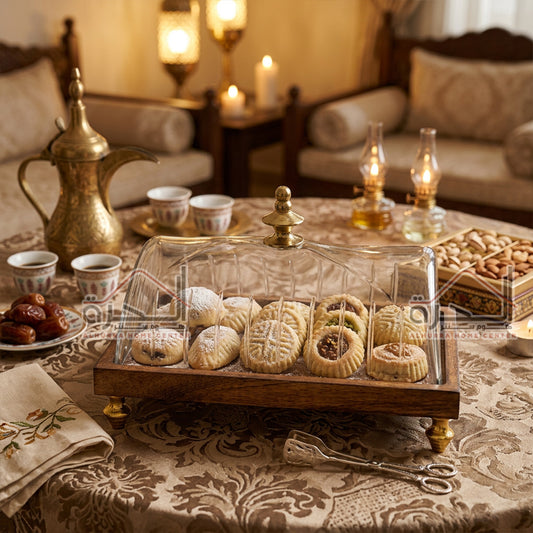 مضيفة خشب و زجاج هندي 22*30 سم