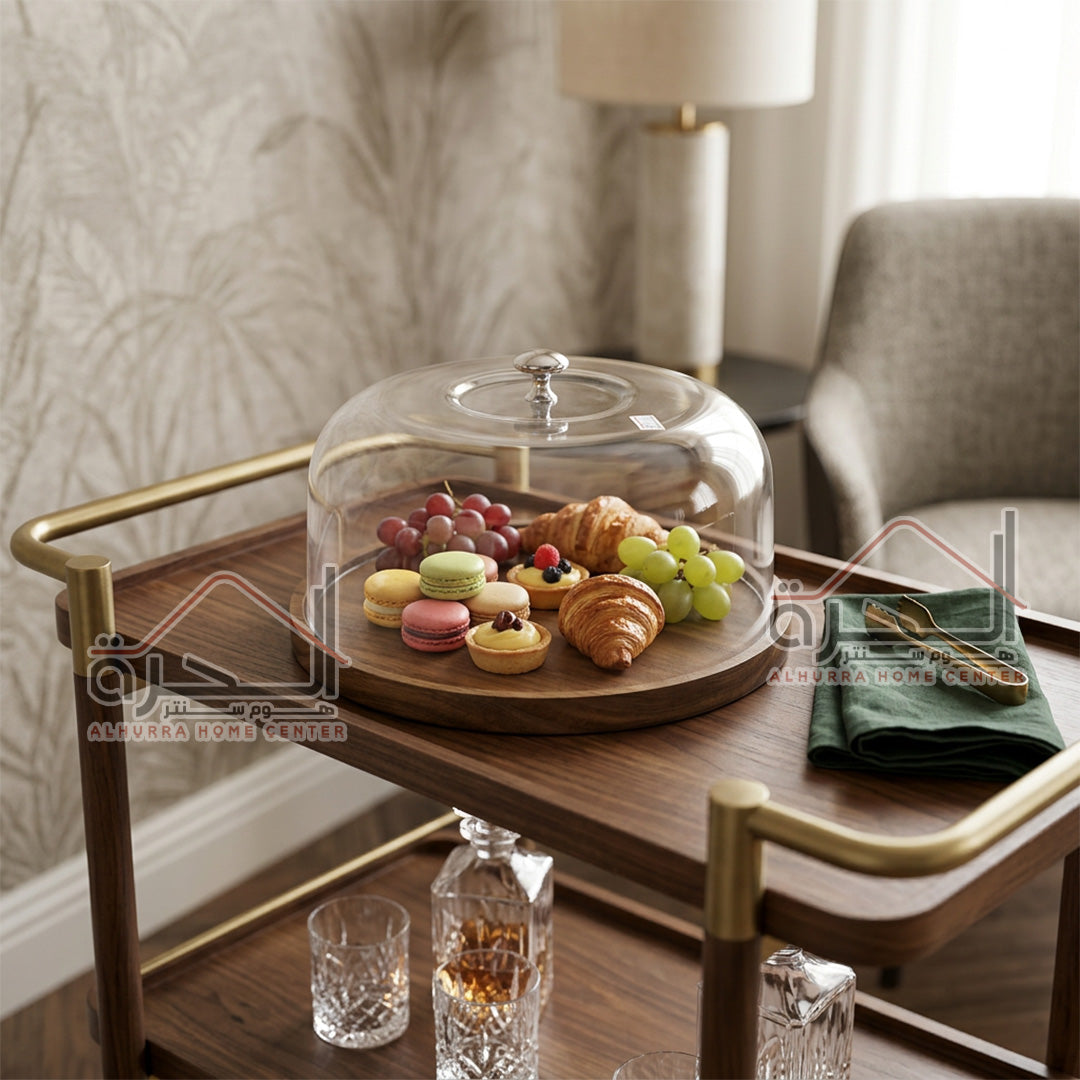 مضيفة خشب مع غطى اكريلك 26.5*16.5 سم