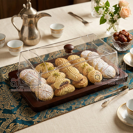 مضيفة خشب مع غطى اكريلك 34*13 سم