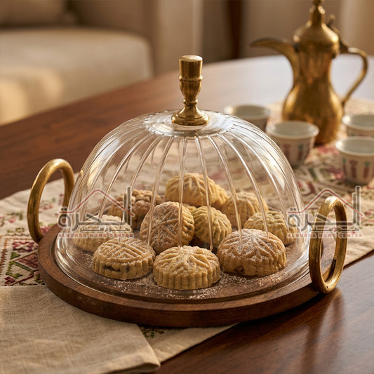 مضيفة خشب و زجاج هندي 27 سم