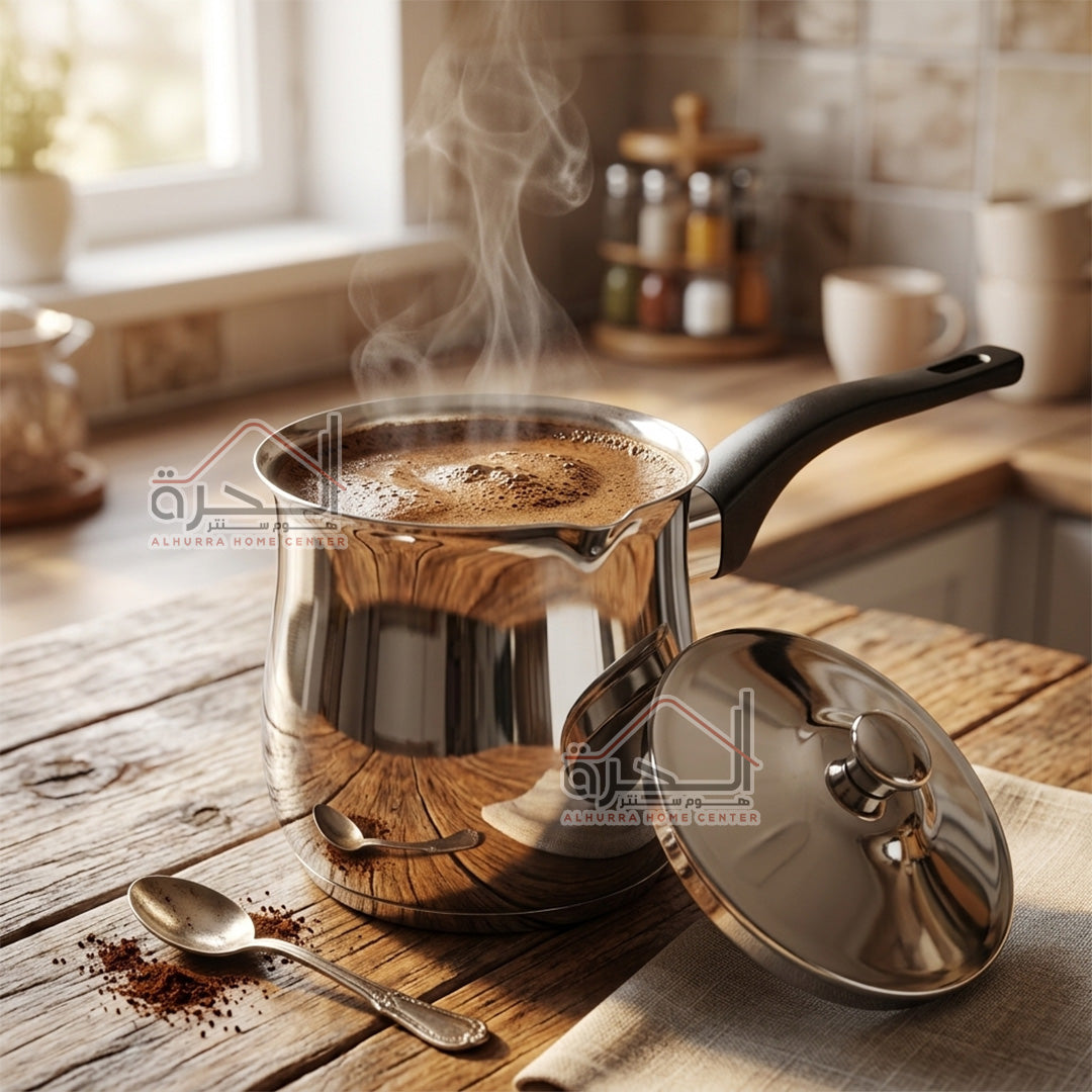 بريق قهوة ستانلس ثقيل مع غطاء