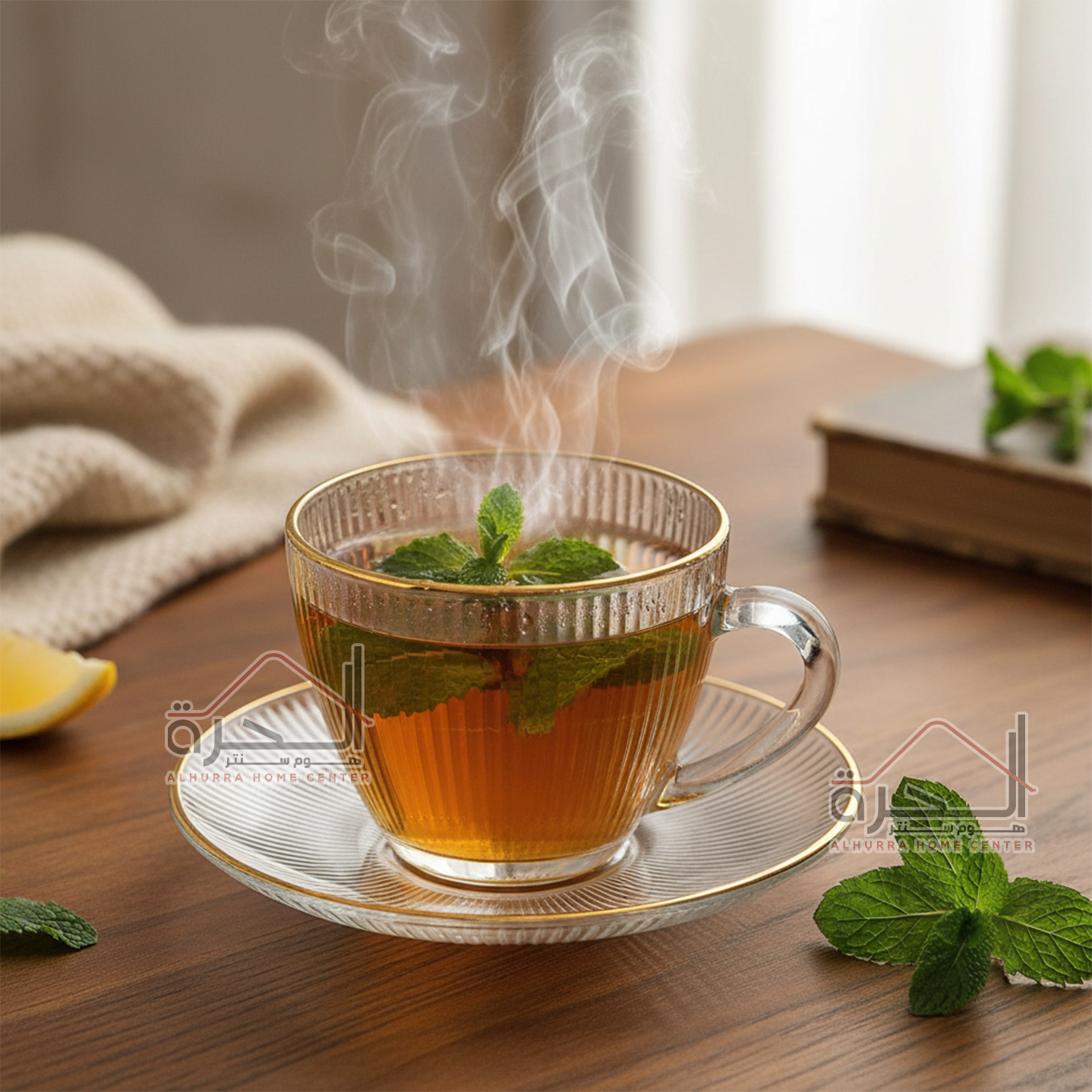 طقم فناجين زجاج محزز للشاي