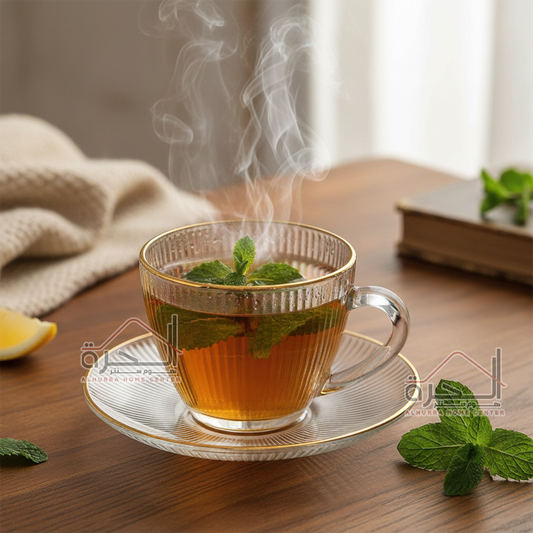 طقم فناجين زجاج محزز للشاي