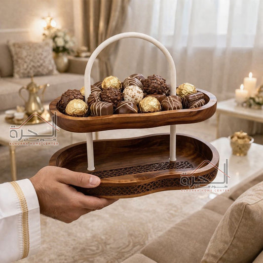 مضيفة حديد ابيض و خشب 30*36 سم