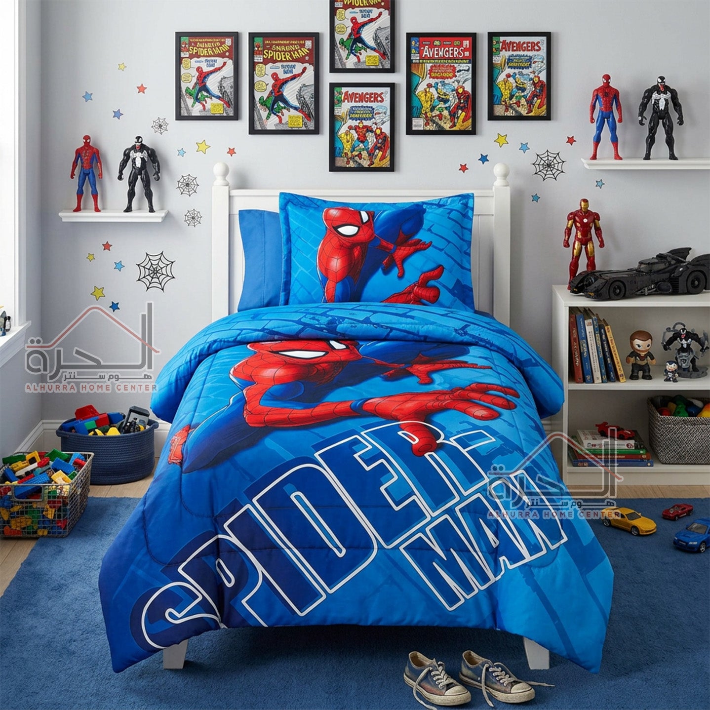 طقم لحاف مفردونصف 4 قطع رسومات Spiderman