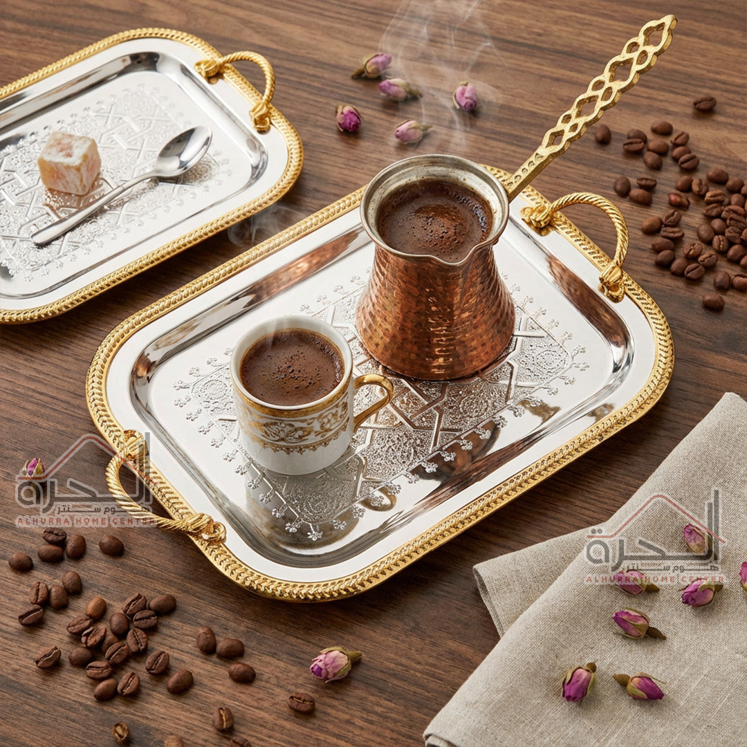 طقم صواني ضيافة قطعتين ستانلس