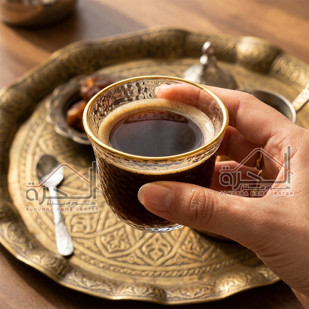 طقم 6 فنجان قهوة مثلج حز ذهبي