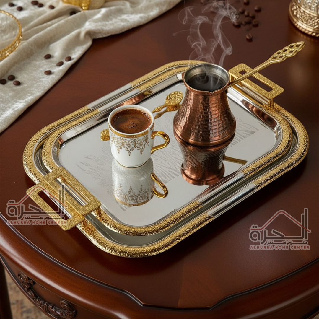 طقم صواني ضيافة قطعتين ستانلس