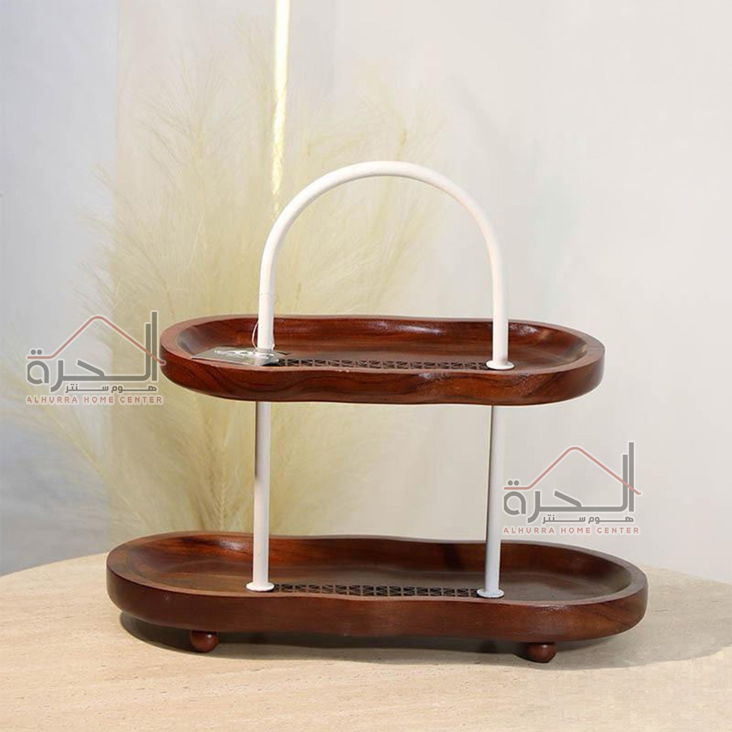 مضيفة حديد ابيض و خشب 30*36 سم