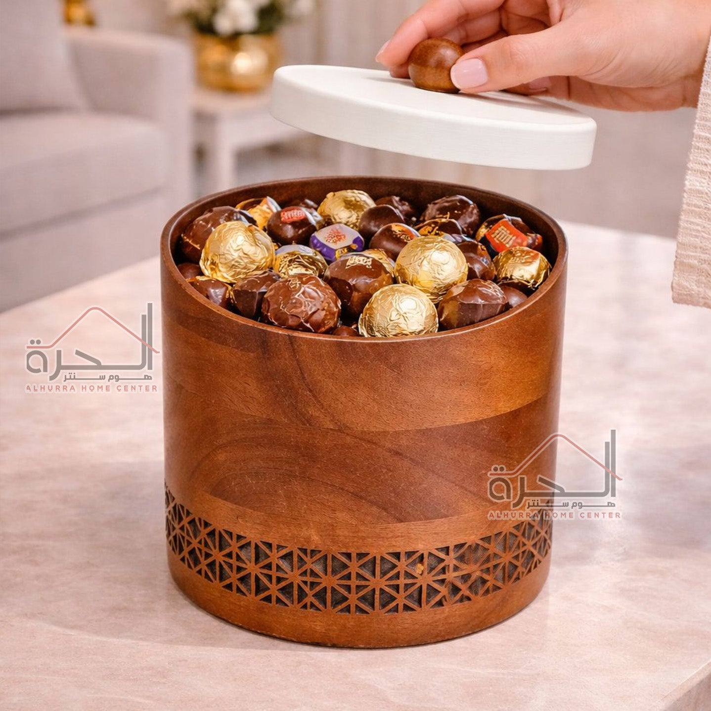 مضيفة حديد ابيض و خشب 12*14 سم