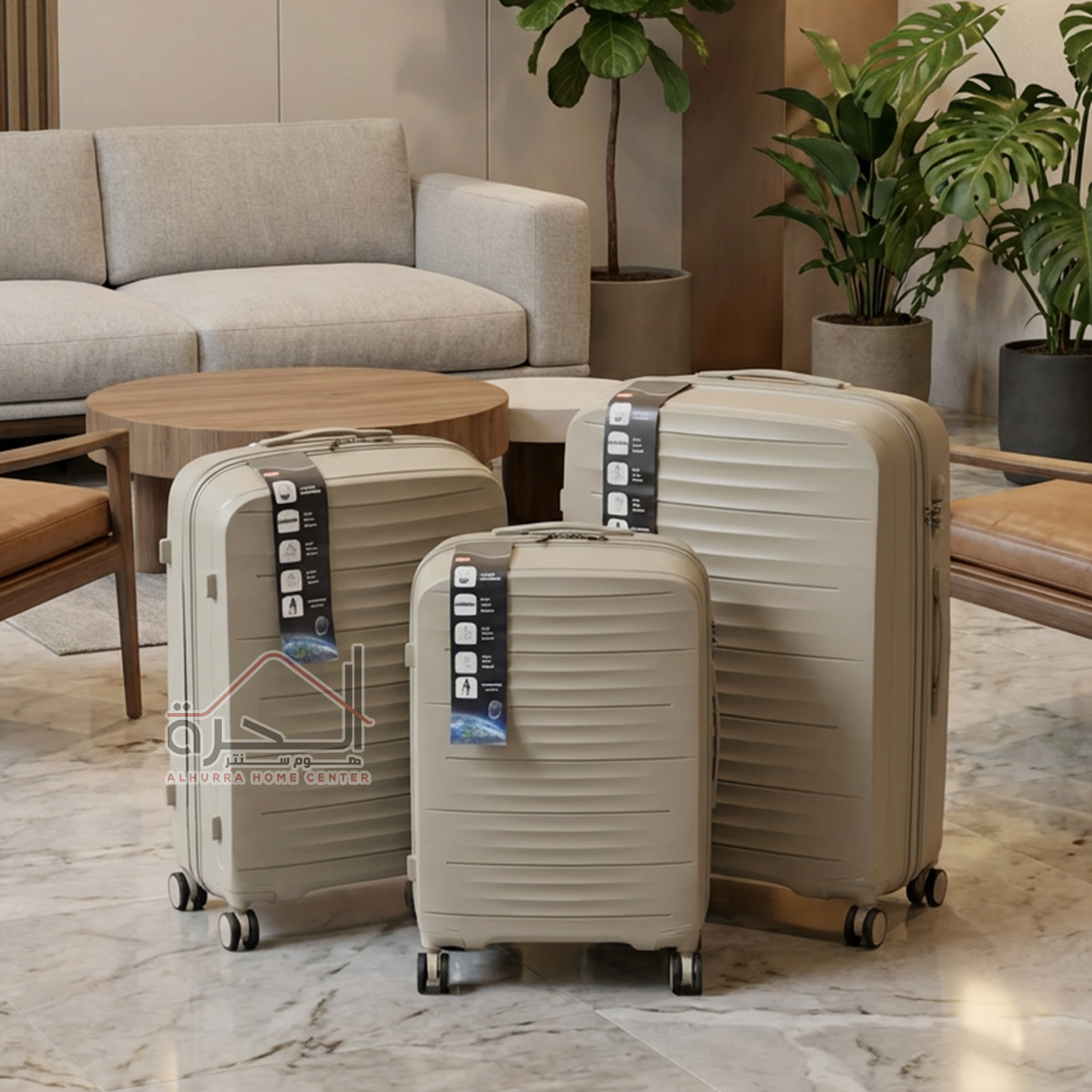 طقم حقائب سفر بلاستك B4042 بيج