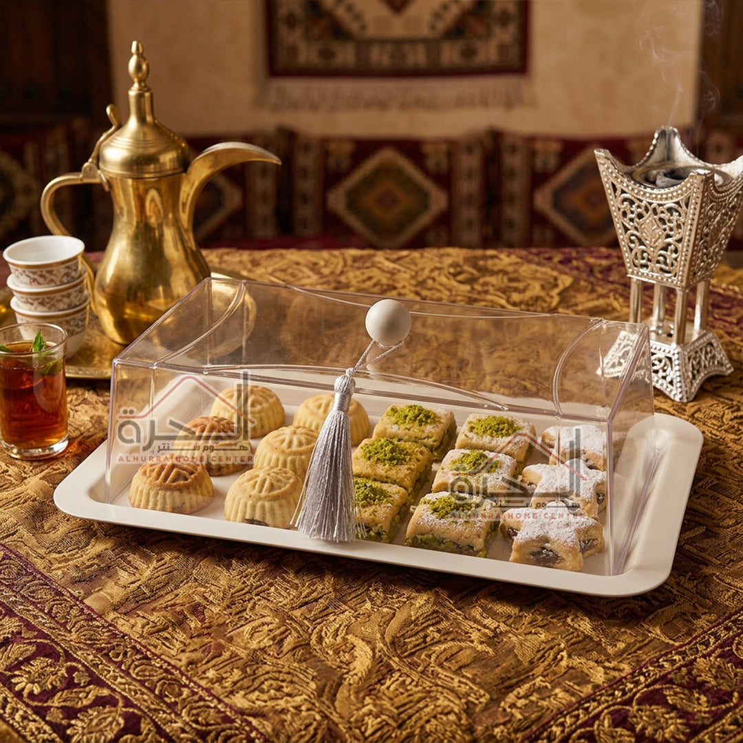 مضيفة حديد مع غطى اكريلك 34*13 سم