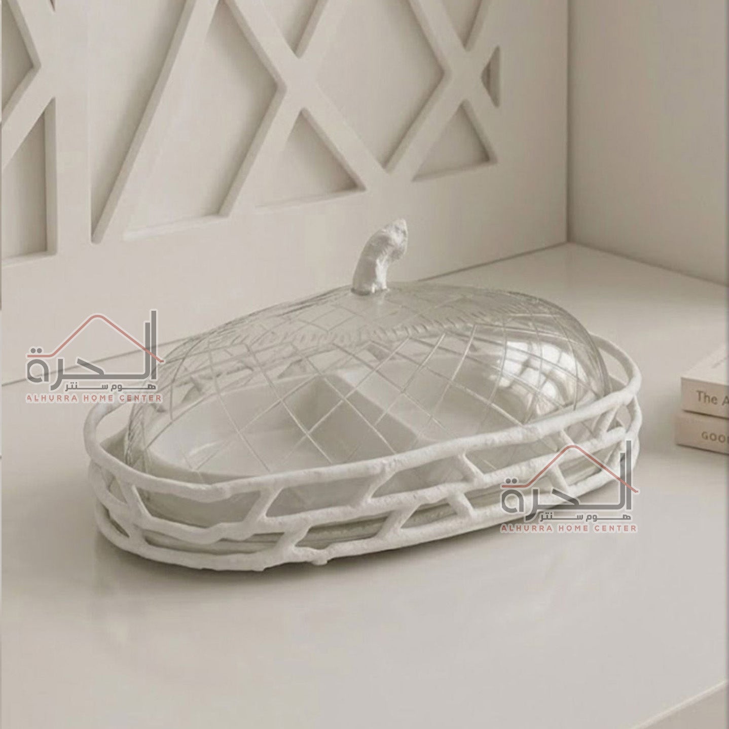 مضيفة مقسم بيضاوي بغطاء 35*18*12 سم