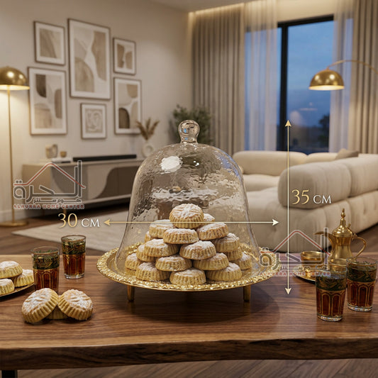 مضيفة نحاس و زجاج هندي 35*30 سم