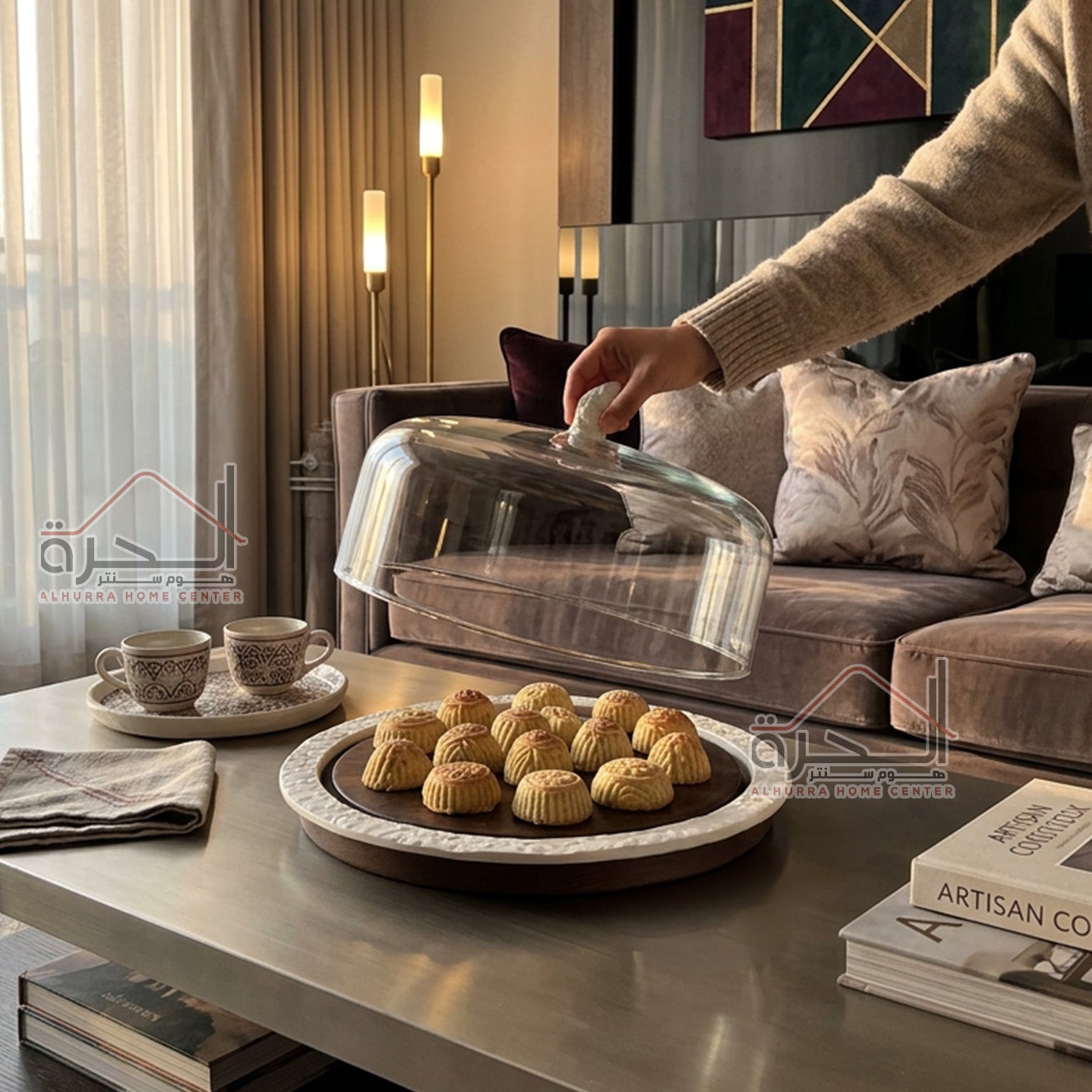 مضيفة خشب و زجاج هندي 30*13 سم