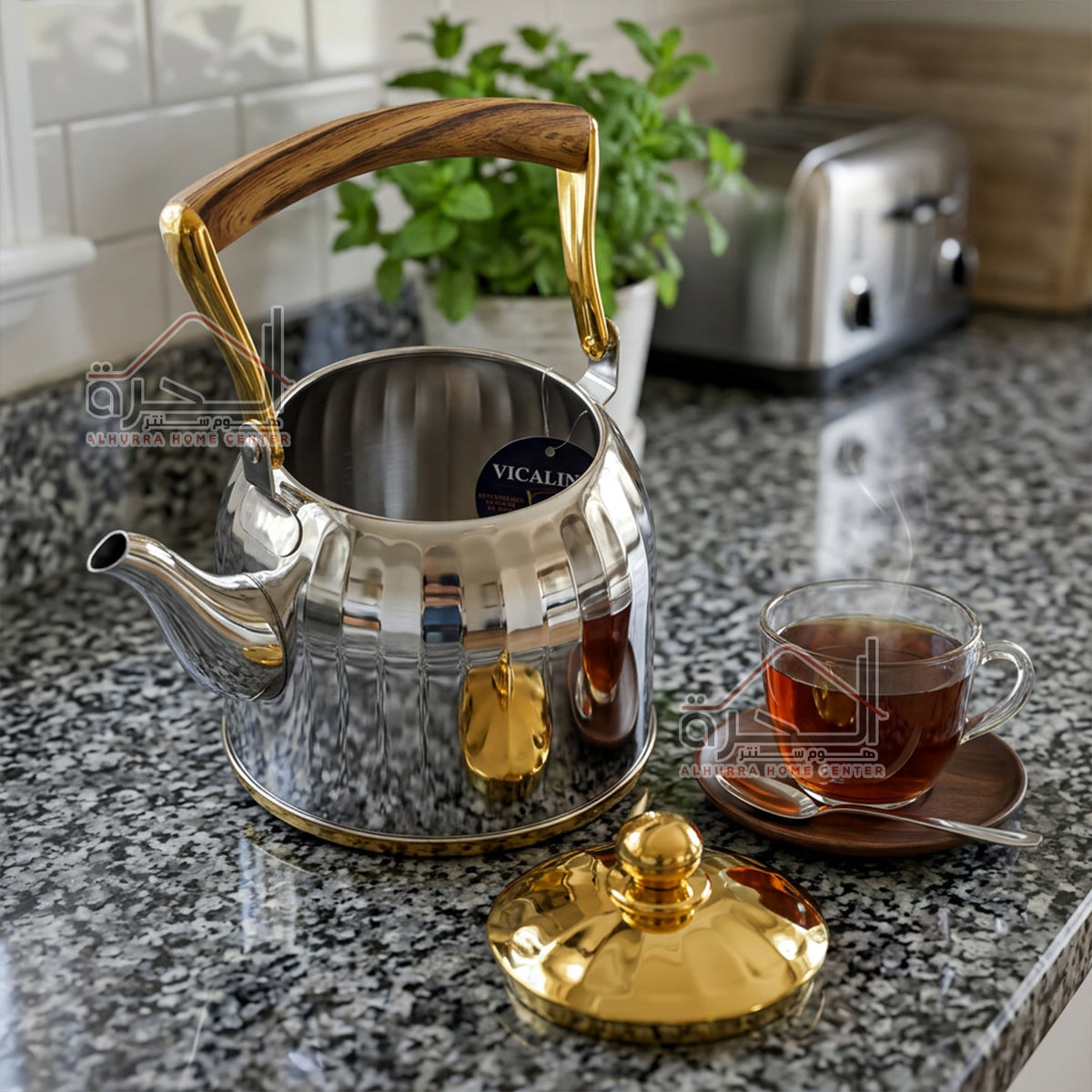 بريق شاي ستانلس/ذهبي ثقيل (Induction)