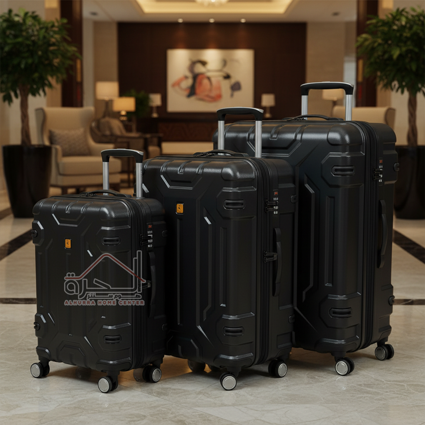 طقم حقائب سفر بلاستك B366 اسود