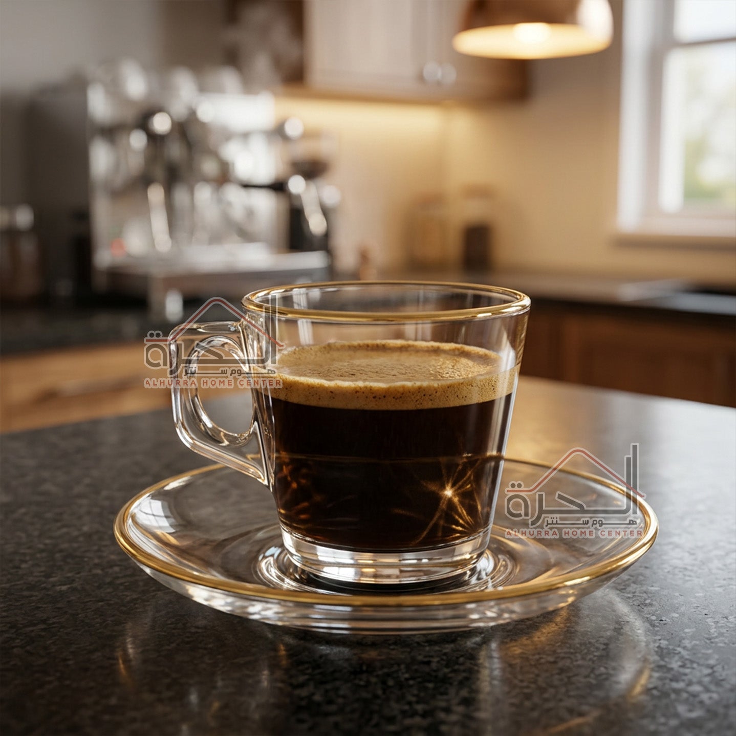 طقم فناجين قهوة 6 فناجين اطار ذهبي