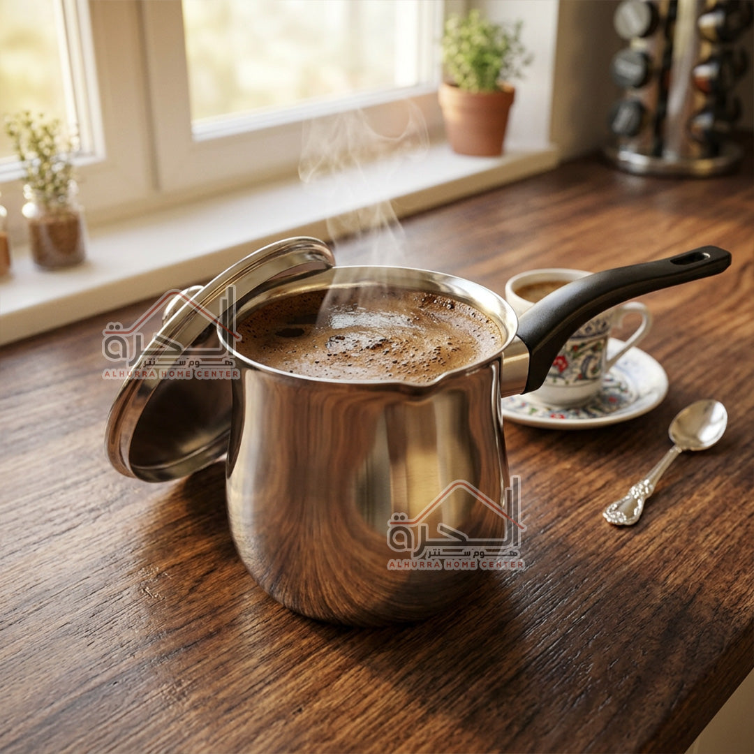 بريق قهوة ستانلس ثقيل مع غطاء