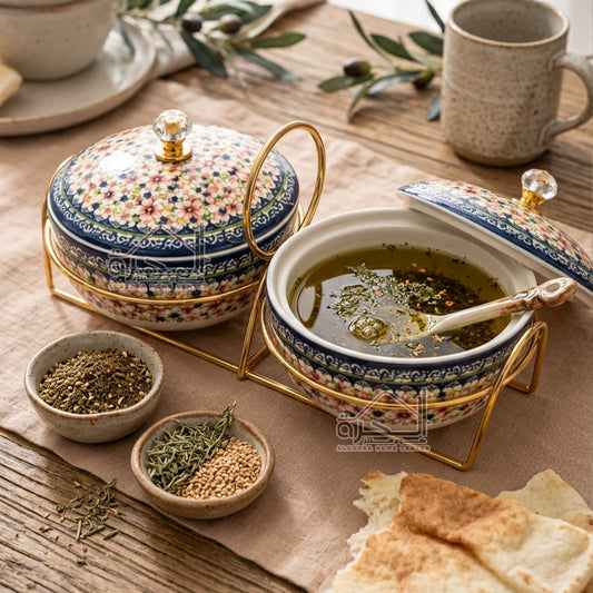 طقم صحنين ع ستاند مع اغطية
