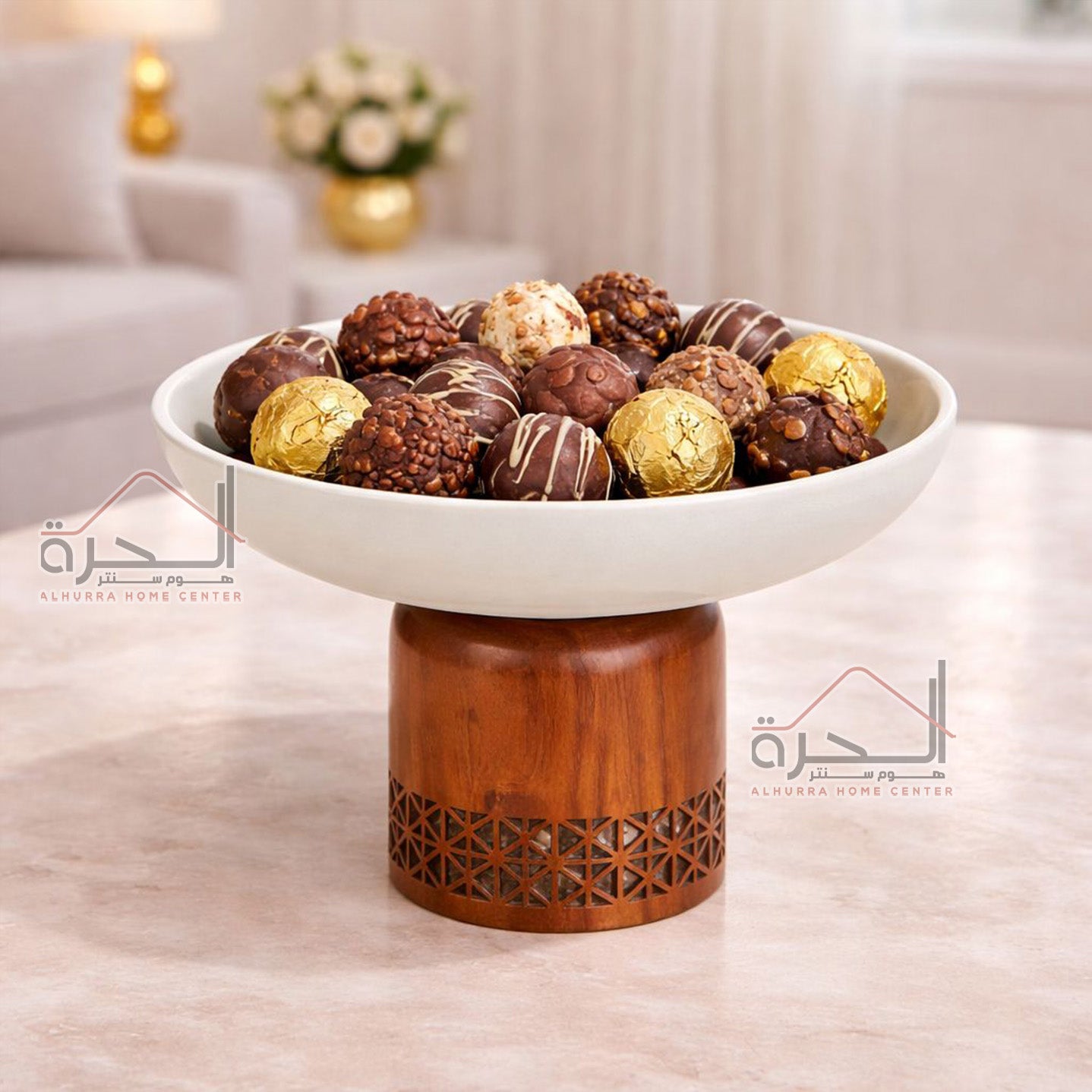 مضيفة حديد ابيض و خشب 20 سم