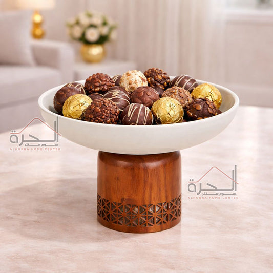 مضيفة حديد ابيض و خشب 20 سم