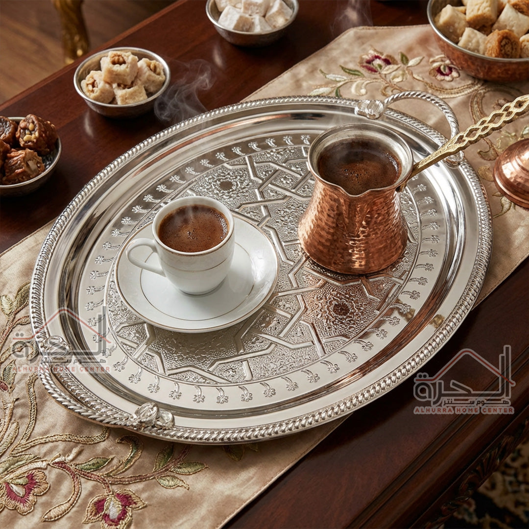 طقم صواني ضيافة قطعتين ستانلس