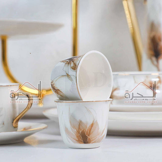 فناجين قهوة سادة بورسلان مورد عدد 12