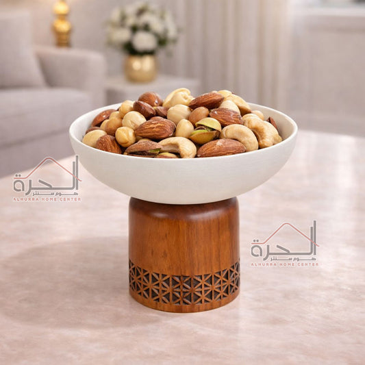 مضيفة حديد ابيض و خشب 16 سم