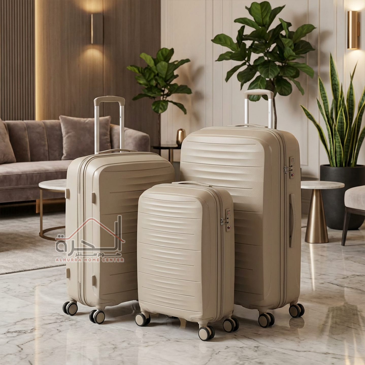 طقم حقائب سفر بلاستك B4042 بيج