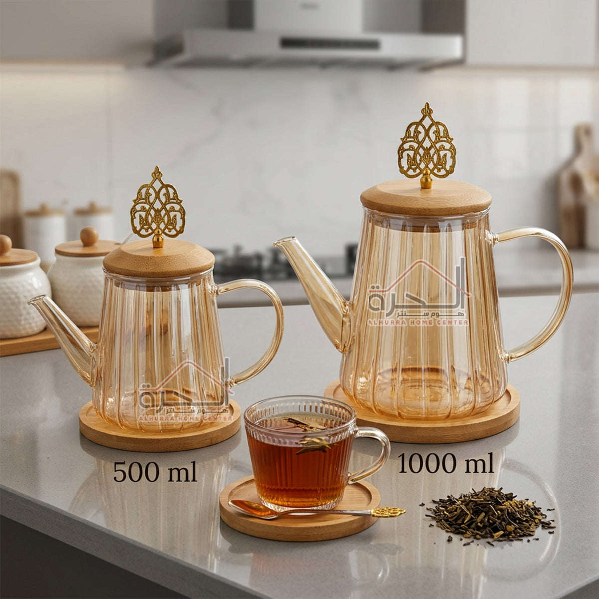 بريق شاي حراري مع مصفاة زجاج