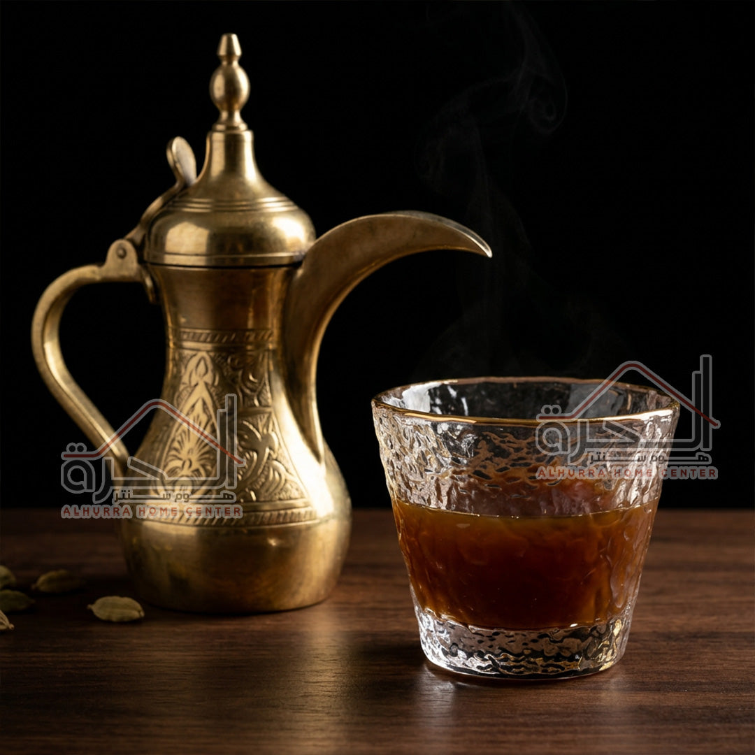 طقم 6 فنجان قهوة مثلج حز ذهبي
