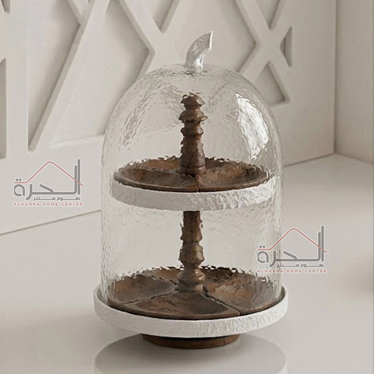 مضيفة طبقتين بغطاء + 7 صحون 37*25 سم