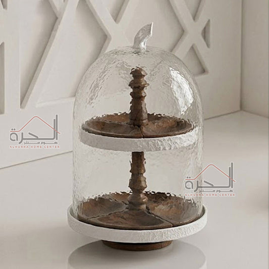 مضيفة طبقتين بغطاء + 7 صحون 37*25 سم
