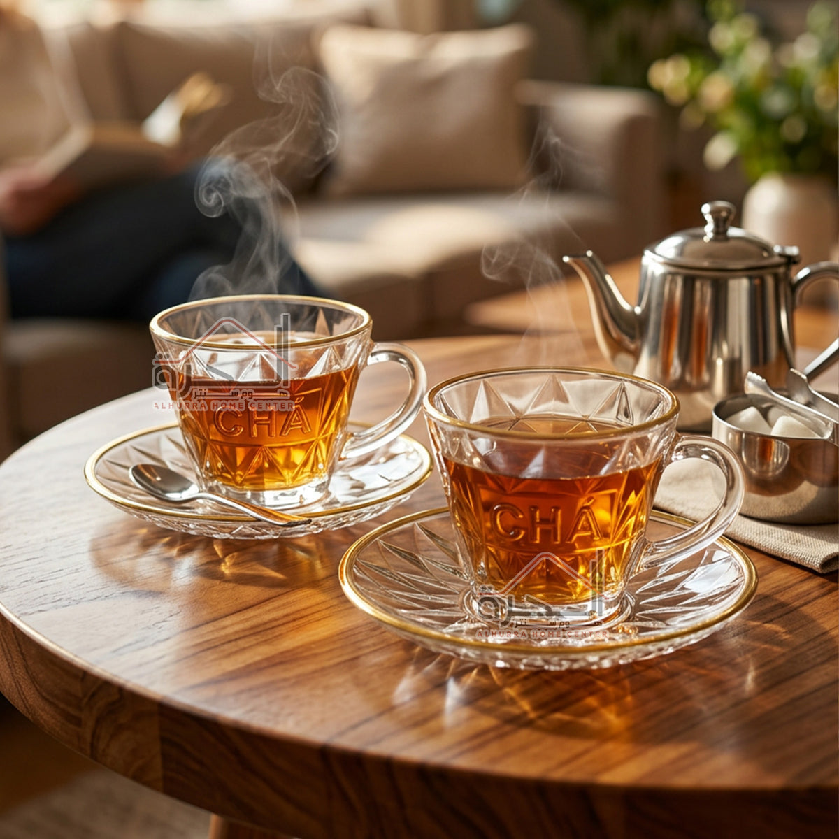 فناجين شاي شفاف اطار ذهبي (GL-08)